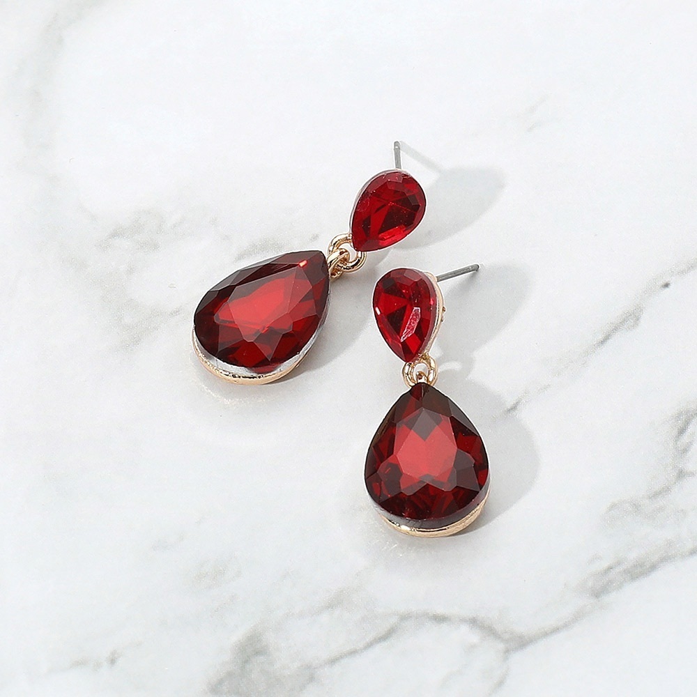 Elegant Red Teardrop Gemstone Earrings